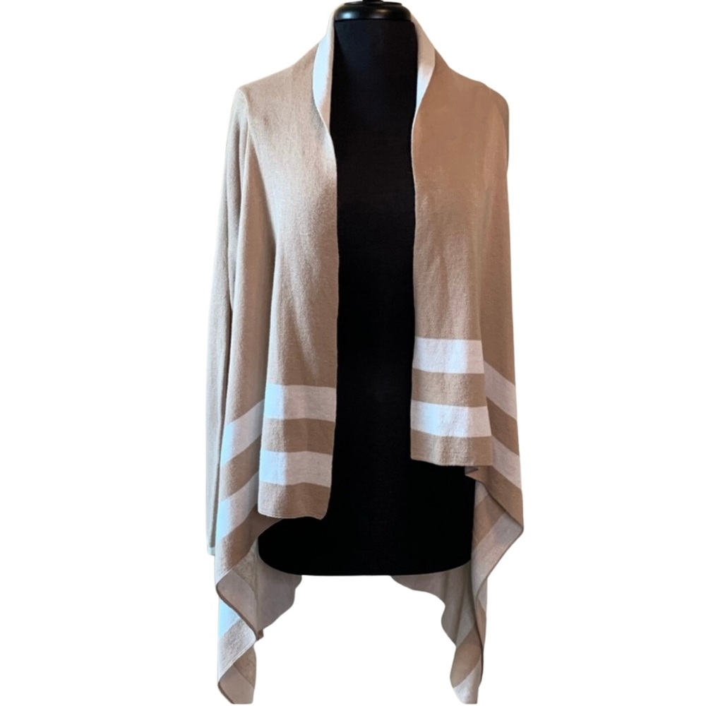 BLUE RAIN Camel Open Wrap Striped Size Large
